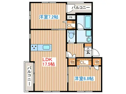 THE ROOM(2LDK/1階)の間取り写真