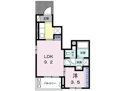 サニーウエル川内(1LDK/1階)の間取り写真