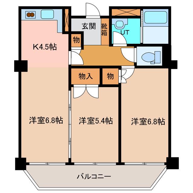 ホワイトパレス(2LDK/9階)の間取り写真