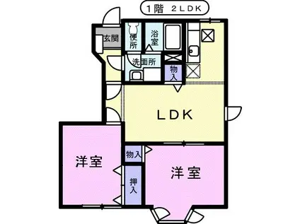 エクセル谷川A(2LDK/1階)の間取り写真