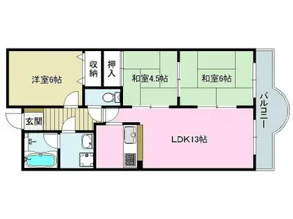 メゾン安夢留(3LDK/1階)の間取り写真