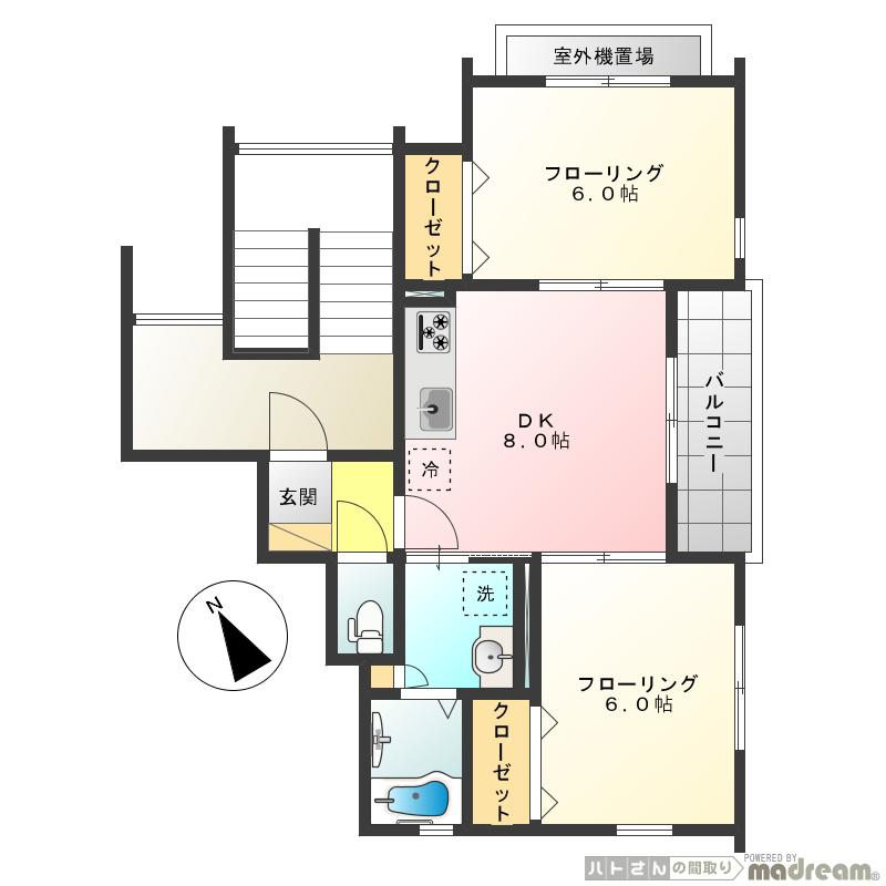 モルド喜多見(2DK/3階)の間取り写真