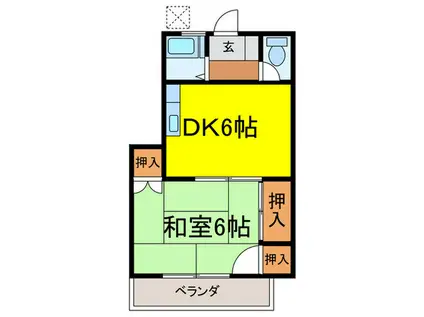 眞和マンション(1DK/2階)の間取り写真
