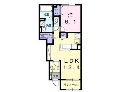 アヴァンス パレイル(1LDK/1階)の間取り写真