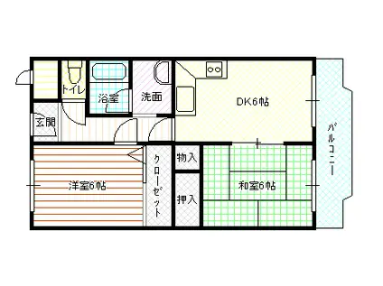 ヴィーブル新在家(2DK/3階)の間取り写真