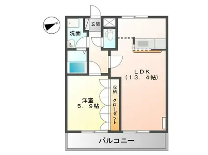 フィオレット(1LDK/2階)の間取り写真