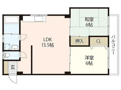 東雲ビル(2LDK/3階)の間取り写真