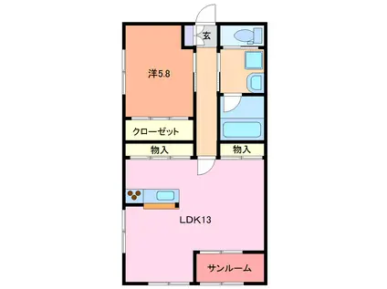 グッドシャトーV(1LDK/1階)の間取り写真