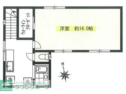 草の葉ハイツ(1K/2階)の間取り写真