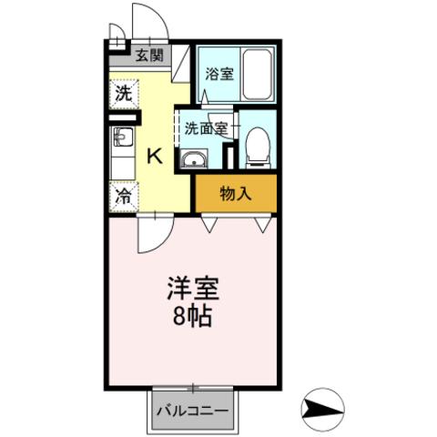ルーチェAMI(1K/1階)の間取り写真