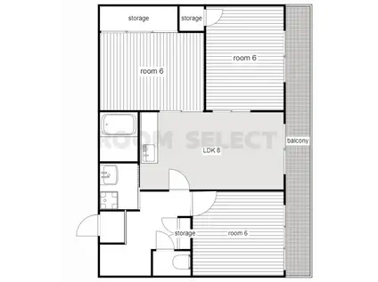 ヴィラ奥田第2ビル(3LDK/2階)の間取り写真