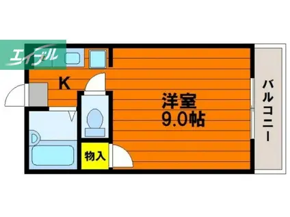 ウィステリア(1K/3階)の間取り写真
