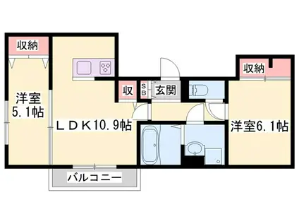 メゾン ド ソルテ A棟(1LDK/3階)の間取り写真