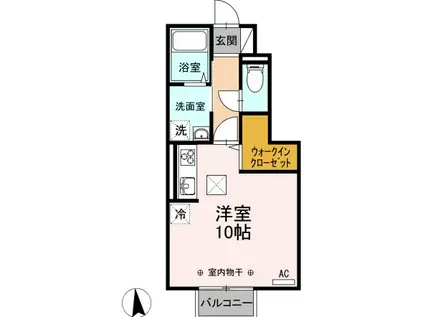 コンフォーティアス(ワンルーム/1階)の間取り写真