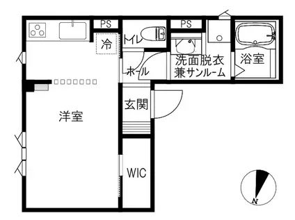 FOORIN(ワンルーム/2階)の間取り写真