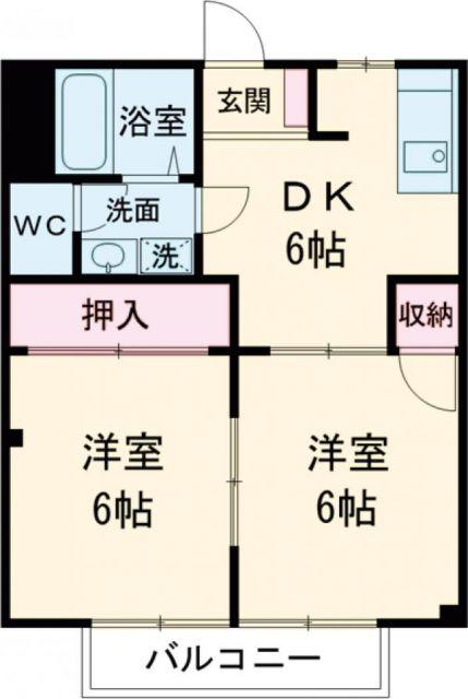 コーポラス見川C(2DK/2階)の間取り写真
