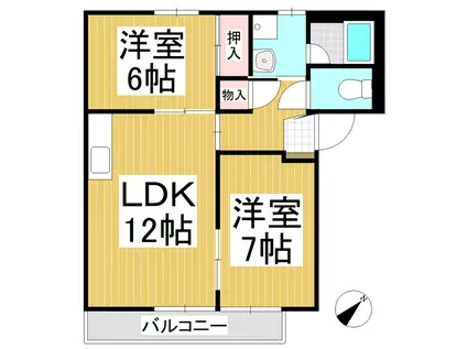 コーポ松(2LDK/2階)の間取り写真