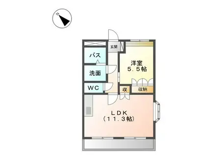 サンコートレジデンス(1LDK/2階)の間取り写真