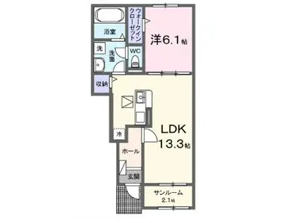 ラフィネIII(1SLDK/1階)の間取り写真