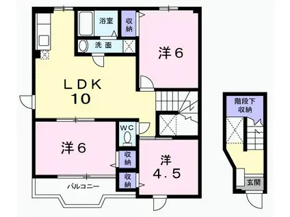 エアリーA棟(3LDK/2階)の間取り写真