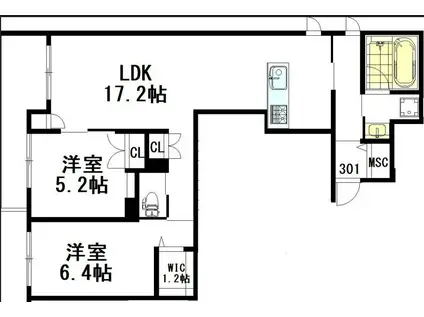 ハニー33(2LDK/3階)の間取り写真
