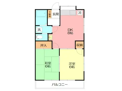 レーベンハイム21C棟(2DK/1階)の間取り写真