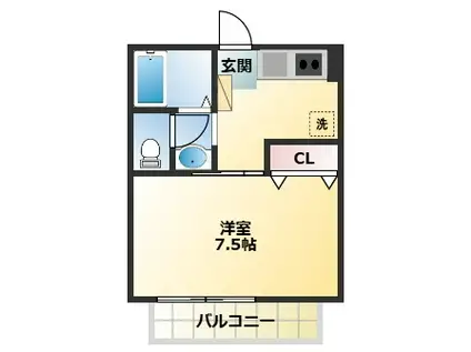 ジュヌ・エスプワール(1K/2階)の間取り写真