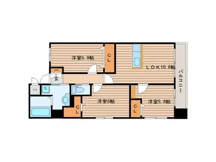 新田東レジデンス五番館(3LDK/10階)の間取り写真