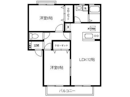 アランパル石作(2LDK/1階)の間取り写真