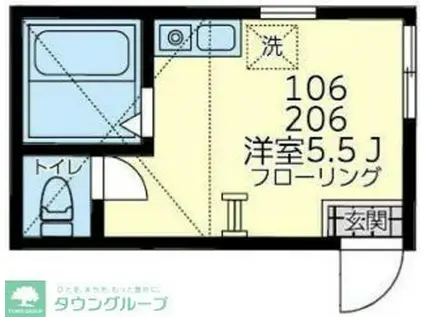 ユナイト寺前コーラルコースト(ワンルーム/2階)の間取り写真