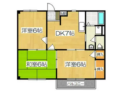 パークサイド西小鷹野III(3DK/2階)の間取り写真