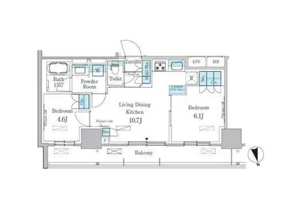 パークアクシス東陽町・親水公園(2LDK/3階)の間取り写真