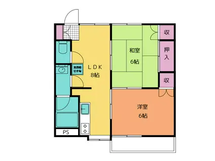 上小ハイツ(2LDK/2階)の間取り写真