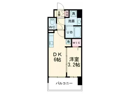 プレサンス東淀川駅前プローシェ(1DK/8階)の間取り写真