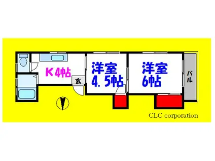 濱野ビル(2K/2階)の間取り写真