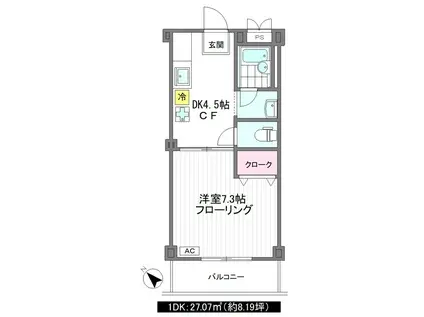 コモビレッジ南台1号館(1DK/2階)の間取り写真