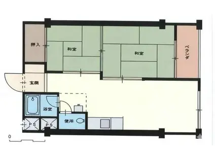 浦和コーポラス(2LDK/2階)の間取り写真