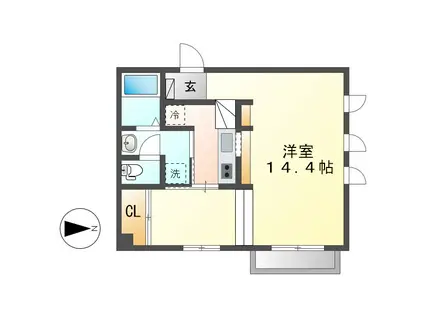 GRADITO(ワンルーム/1階)の間取り写真