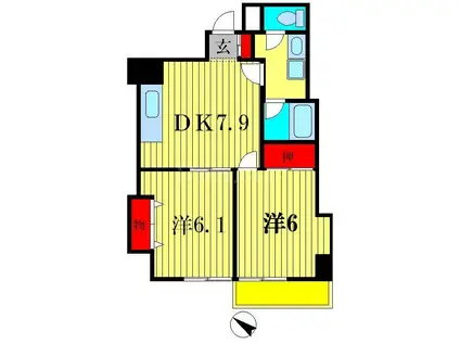 グローリアパレス壱番館(2DK/5階)の間取り写真