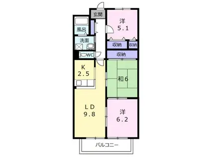 エスポワール21(3LDK/3階)の間取り写真