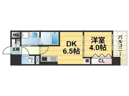 エグゼ大阪CITYオースティン(1DK/12階)の間取り写真