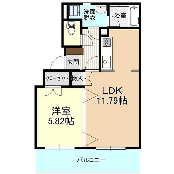ドリームタウン三和B(1LDK/2階)の間取り写真