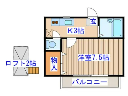 ノーブルカーサ 原町(1K/2階)の間取り写真