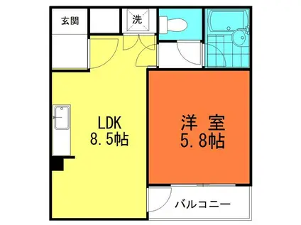 サンライズマンション(1LDK/5階)の間取り写真