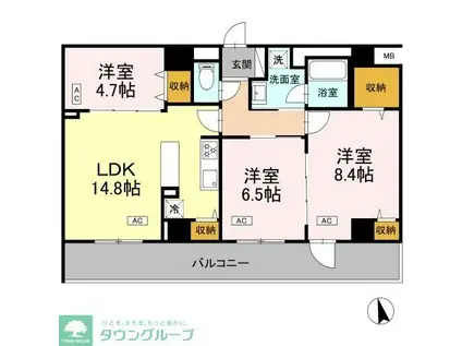 カスタリア西船橋II(3LDK/4階)の間取り写真