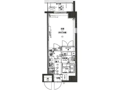 ヴェルト平井(1K/4階)の間取り写真
