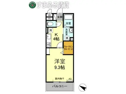 パストラーレ富士松(1K/1階)の間取り写真