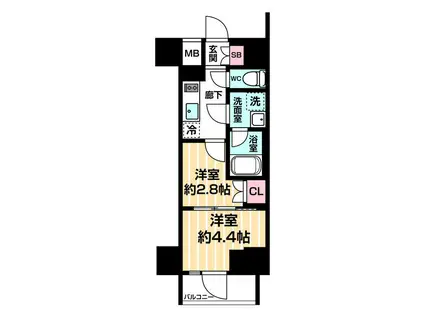 ARCOBALENO MINAMISENJU(2K/3階)の間取り写真