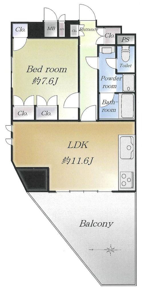 パシフィック西早稲田(1LDK/8階)の間取り写真