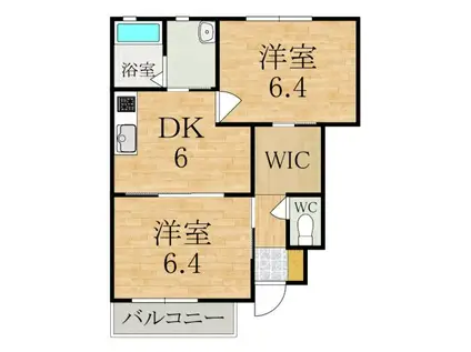 ラ・メゾン柿の木 A棟(2DK/1階)の間取り写真